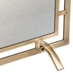 Gatsby Single Panel Fireplace Screen In Aged Brass -electric fireplace Store Modern Ember Gatsby Fireplace Screen ABB Straight Leg Detail2 Silo b076ef34 d6d0 428b 9ec4 8635a6fc7865