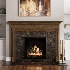 Modern Ember Harriet 5 Piece Fireplace Tool Set In Aged Brass -electric fireplace Store Modern Ember Harriet Tools Brass Lifestyle Straight Close Crop