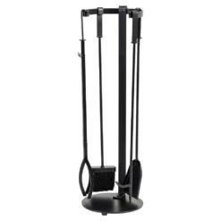 Modern Ember Knoll 5 Piece Fireplace Tool Set In Black