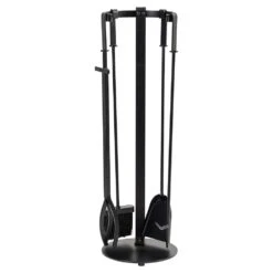 Modern Ember Knoll 5 Piece Fireplace Tool Set In Black -electric fireplace Store Modern Ember Knoll Fireplace Tools Black Straight Silo