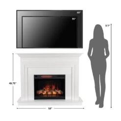 Modern Ember Larimore Electric Fireplace Mantel Package In White -electric fireplace Store Modern Ember Larimore Size Person TV Reference