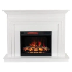 Modern Ember Larimore Electric Fireplace Mantel Package In White -electric fireplace Store Modern Ember Larimore White Straight Silo