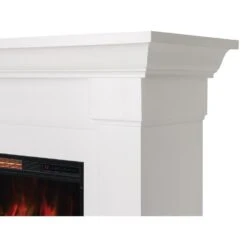 Modern Ember Lauderdale Electric Fireplace Mantel Package In White 17 Modern Ember Lauderdale Electric Fireplace Mantel Package In White -electric fireplace Store Modern Ember Lauderdale White Angled Side Detail Silo