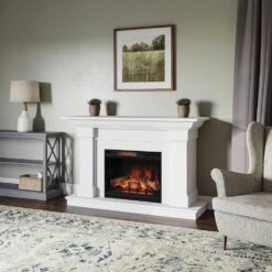 Modern Ember Lauderdale Electric Fireplace Mantel Package In White 23 Modern Ember Lauderdale Electric Fireplace Mantel Package In White -electric fireplace Store Modern Ember Lauderdale White Lifestyle Angled
