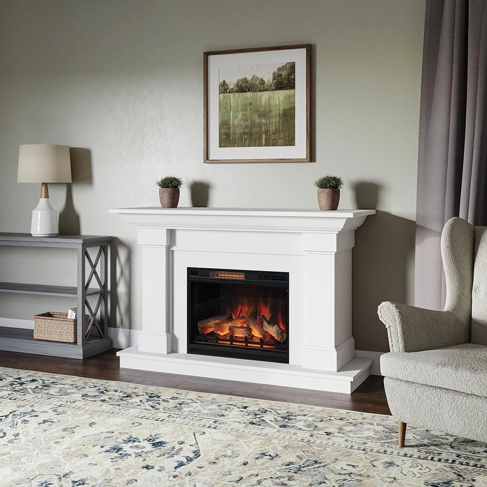 Modern Ember Lauderdale Electric Fireplace Mantel Package In White 11 Modern Ember Lauderdale Electric Fireplace Mantel Package In White - Image 11
