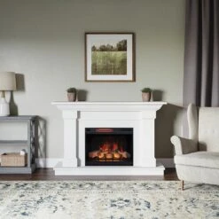 Modern Ember Lauderdale Electric Fireplace Mantel Package In White 24 Modern Ember Lauderdale Electric Fireplace Mantel Package In White -electric fireplace Store Modern Ember Lauderdale White Lifestyle Straight