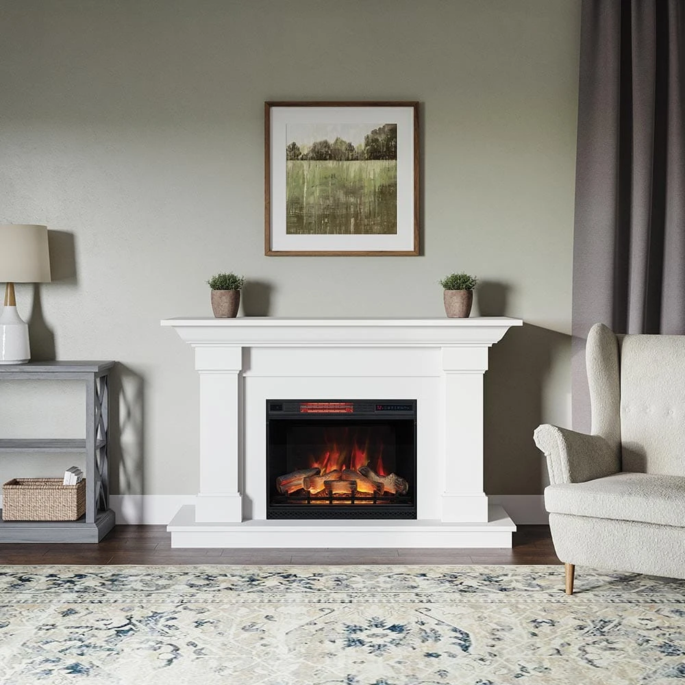 Modern Ember Lauderdale Electric Fireplace Mantel Package In White 12 Modern Ember Lauderdale Electric Fireplace Mantel Package In White - Image 12
