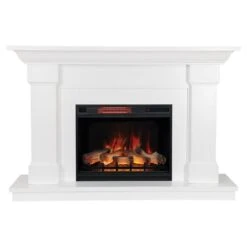 Modern Ember Lauderdale Electric Fireplace Mantel Package In White 16 Modern Ember Lauderdale Electric Fireplace Mantel Package In White -electric fireplace Store Modern Ember Lauderdale White Straight Silo