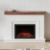 Modern Ember Leila Stone Venetian Electric Fireplace Mantel Package -electric fireplace Store Modern Ember Leila Mantel Straight Lifestyle Cropped