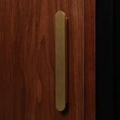 Marcel 74-in Smart Walnut Electric Fireplace TV Stand -electric fireplace Store Modern Ember Marcel Detail Hardware