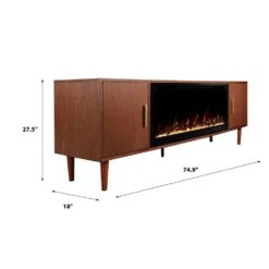 Marcel 74-in Smart Walnut Electric Fireplace TV Stand -electric fireplace Store Modern Ember Marcel Dimensions