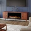 Marcel 74-in Smart Walnut Electric Fireplace TV Stand -electric fireplace Store Modern Ember Marcel TV Stand Lifestyle Angled Cropped