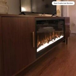Marcel 74-in Smart Walnut Electric Fireplace TV Stand -electric fireplace Store Modern Ember Marcel UGC