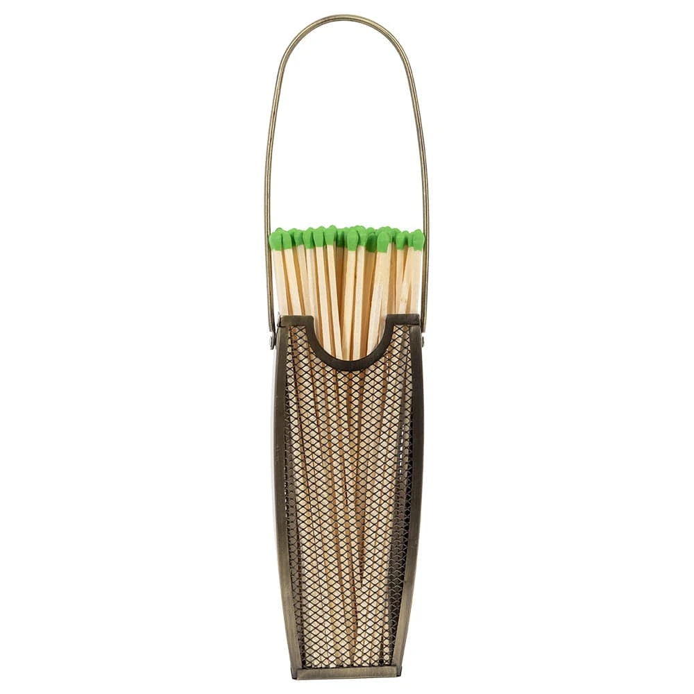 Modern Ember Match Stick Basket In Aged Brass 1 Modern Ember Match Stick Basket In Aged Brass