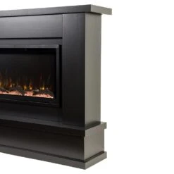 Modern Ember Patton Venetian Electric Fireplace Mantel Package In Black -electric fireplace Store Modern Ember Patton Black Angle Side Silo