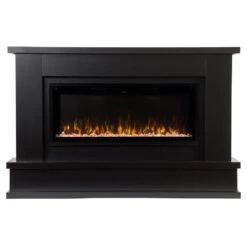 Modern Ember Patton Venetian Electric Fireplace Mantel Package In Black -electric fireplace Store Modern Ember Patton Black Glass Straight Silo