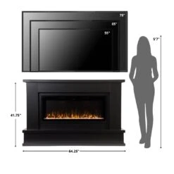 Modern Ember Patton Venetian Electric Fireplace Mantel Package In Black -electric fireplace Store Modern Ember Patton Black Size Person TV Reference