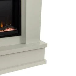Modern Ember Patton Venetian Electric Fireplace Mantel Package In Gray -electric fireplace Store Modern Ember Patton Gray Base Detail Angle Silo