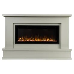 Modern Ember Patton Venetian Electric Fireplace Mantel Package In Gray -electric fireplace Store Modern Ember Patton Gray Glass Straight Silo