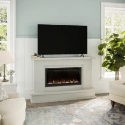 Modern Ember Patton Venetian Electric Fireplace Mantel Package In Gray -electric fireplace Store Modern Ember Patton Gray Lifestyle Angled