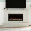 Modern Ember Patton Venetian Electric Fireplace Mantel Package In Gray -electric fireplace Store Modern Ember Patton Gray Lifestyle Straight Crop