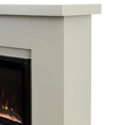 Modern Ember Patton Venetian Electric Fireplace Mantel Package In Gray -electric fireplace Store Modern Ember Patton Gray Side Detail Angle Silo