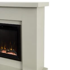 Modern Ember Patton Venetian Electric Fireplace Mantel Package In Gray -electric fireplace Store Modern Ember Patton Gray Side Detail Angle2 Silo