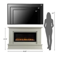 Modern Ember Patton Venetian Electric Fireplace Mantel Package In Gray -electric fireplace Store Modern Ember Patton Gray Size Person TV Reference