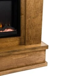 Modern Ember Patton Venetian Electric Fireplace Mantel Package In Provincial -electric fireplace Store Modern Ember Patton Provincial Angled Base Detail Silo