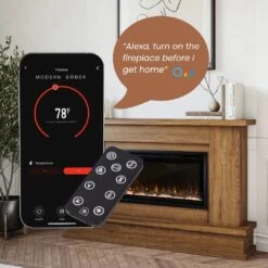 Modern Ember Patton Venetian Electric Fireplace Mantel Package In Provincial -electric fireplace Store Modern Ember Patton Provincial Smart Tech