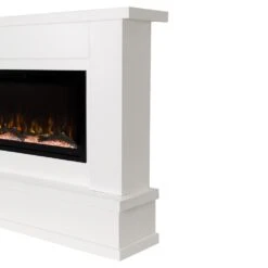 Modern Ember Patton Venetian Electric Fireplace Mantel Package In White -electric fireplace Store Modern Ember Patton White Angle Side Silo