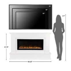 Modern Ember Patton Venetian Electric Fireplace Mantel Package In White -electric fireplace Store Modern Ember Patton White Size Person TV Reference