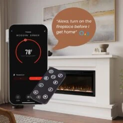 Modern Ember Patton Venetian Electric Fireplace Mantel Package In White -electric fireplace Store Modern Ember Patton White Smart Tech