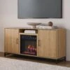 Rochester 56-in White Oak Electric Fireplace TV Stand 27 Rochester 56-in White Oak Electric Fireplace TV Stand -electric fireplace Store Modern Ember Rochester Electric Fireplace Media Console Lifestyle Angled