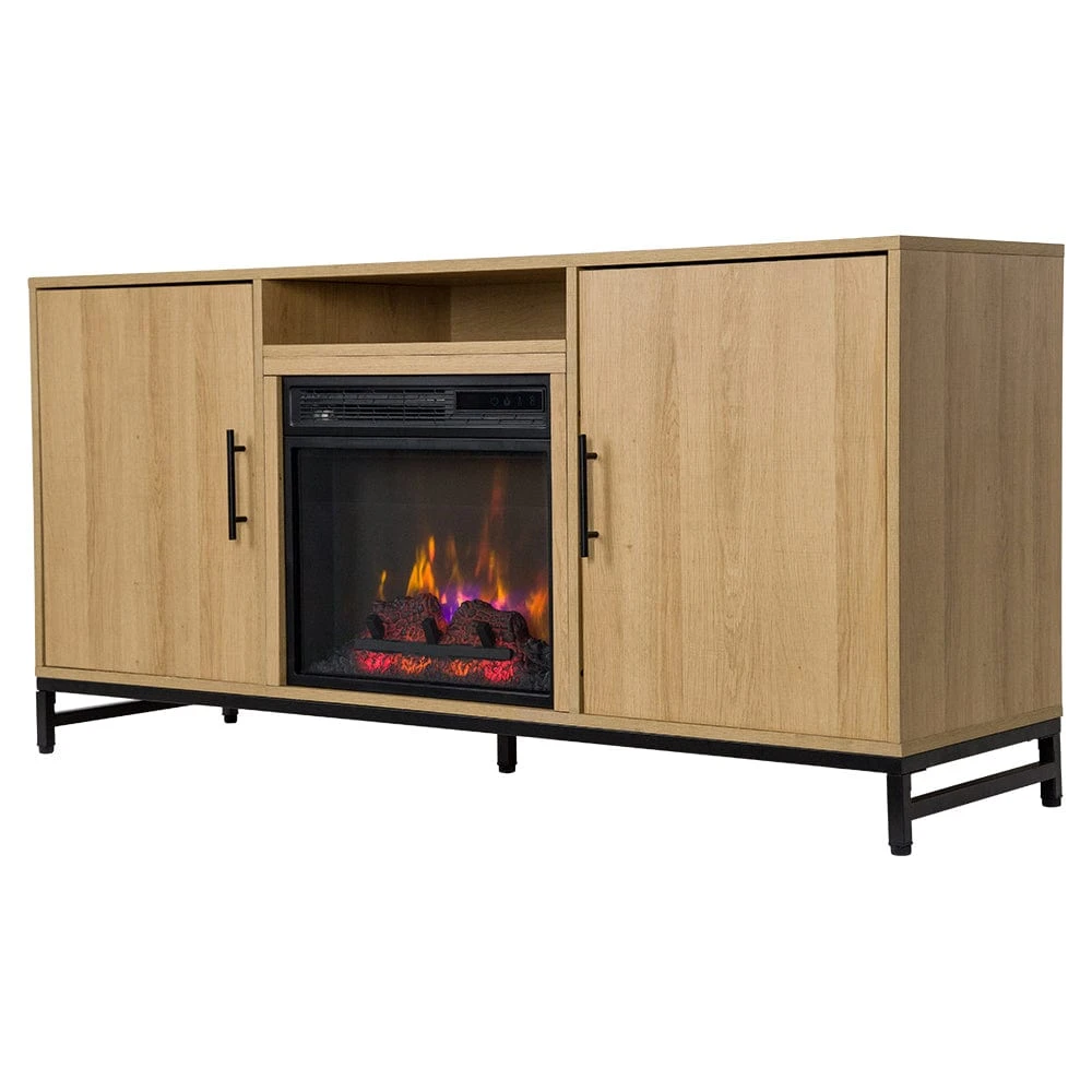 Rochester 56-in White Oak Electric Fireplace TV Stand 2 Rochester 56-in White Oak Electric Fireplace TV Stand - Image 2