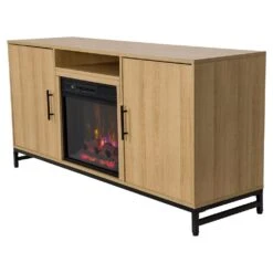 Rochester 56-in White Oak Electric Fireplace TV Stand 18 Rochester 56-in White Oak Electric Fireplace TV Stand -electric fireplace Store Modern Ember Rochester Media Console White Oak Angled Top Down Silo