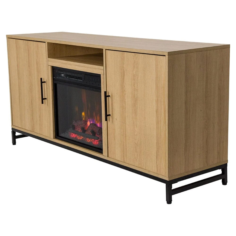Rochester 56-in White Oak Electric Fireplace TV Stand 6 Rochester 56-in White Oak Electric Fireplace TV Stand - Image 6