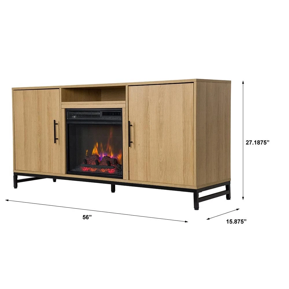 Rochester 56-in White Oak Electric Fireplace TV Stand 3 Rochester 56-in White Oak Electric Fireplace TV Stand - Image 3
