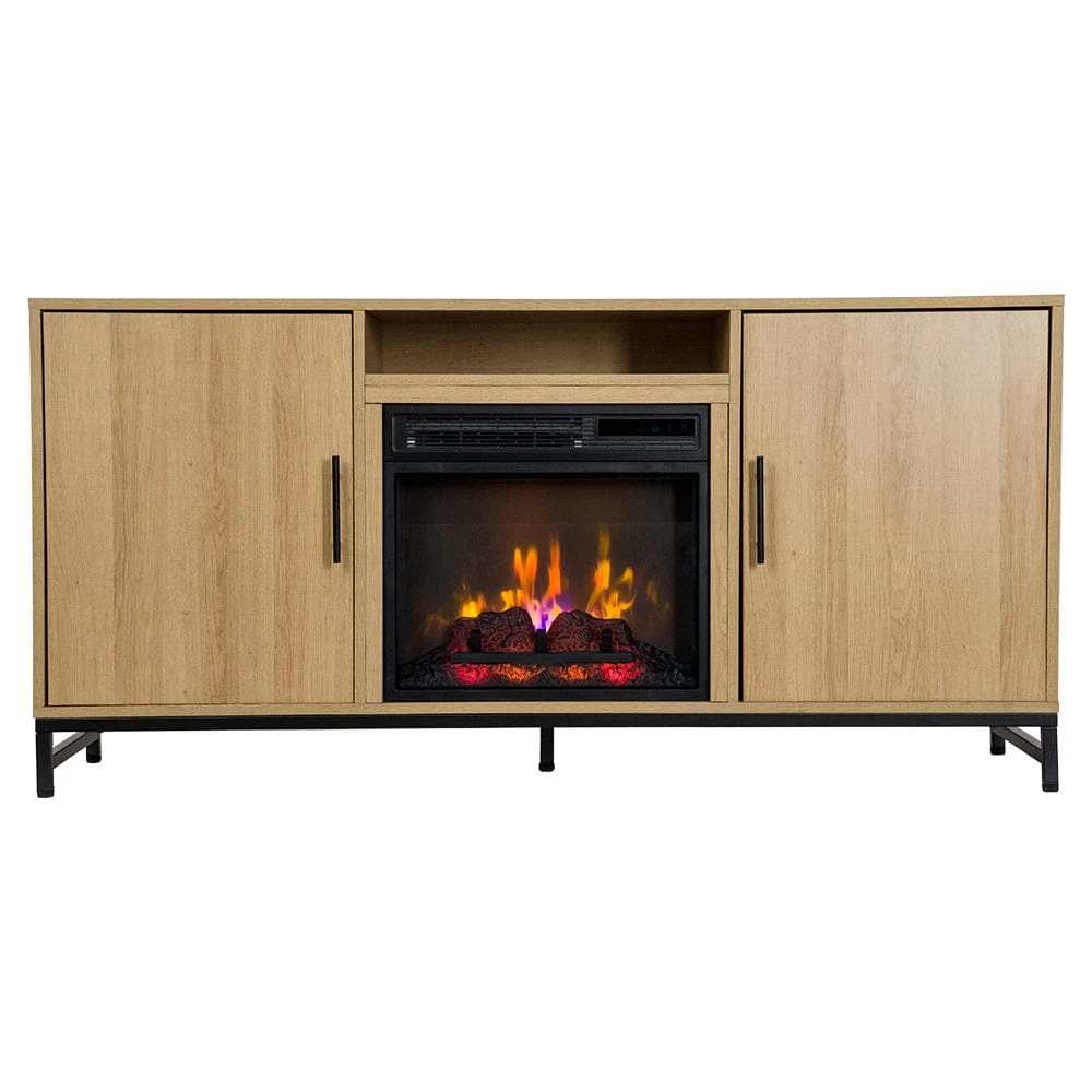 Rochester 56-in White Oak Electric Fireplace TV Stand 4 Rochester 56-in White Oak Electric Fireplace TV Stand - Image 4