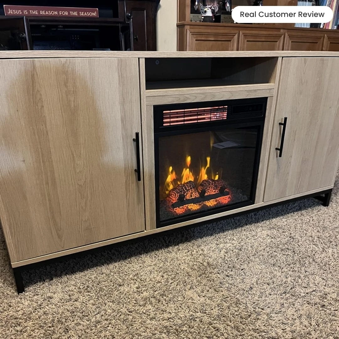 Rochester 56-in White Oak Electric Fireplace TV Stand 10 Rochester 56-in White Oak Electric Fireplace TV Stand - Image 10