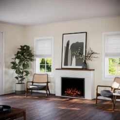 Modern Ember Sabrina Venetian Electric Fireplace Mantel Package 26 Modern Ember Sabrina Venetian Electric Fireplace Mantel Package -electric fireplace Store Modern Ember Sabrina Mantel Lifestyle Angled