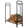 Modern Ember Sierra Mills 48-in Log Rack With Cover -electric fireplace Store Modern Ember Sierra Mills 48 Log Holder Wood Silo Angled