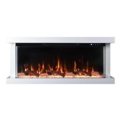 Modern Ember Skyline 50-in Floating Wall Mount Electric Fireplace -electric fireplace Store Modern Ember Skyline Series ME 50 3SV WHTSURR Features Flames Orange