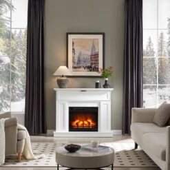 Modern Ember Tillary Corner Electric Fireplace Mantel Package -electric fireplace Store Modern Ember Tillary Lifestyle Straight