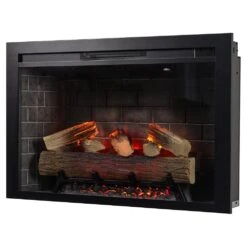 Modern Ember Uptown 36-In Smart Electric Insert -electric fireplace Store Modern Ember Uptown 36 In Red Yellow Flames Eye Level Angle Silo
