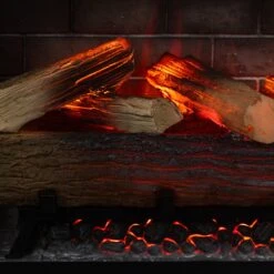 Modern Ember Uptown 36-In Smart Electric Insert -electric fireplace Store Modern Ember Uptown 36 In Red Yellow Flames Eye Level Straight Log Detail Silo