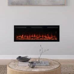 Modern Ember 50 In. Vibrance Built-In Smart Wi-Fi Enabled Linear Electric Fireplace With Remote Control And Adjustable Flame