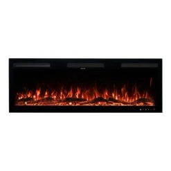 Modern Ember 50 In. Vibrance Built-In Smart Wi-Fi Enabled Linear Electric Fireplace With Remote Control And Adjustable Flame -electric fireplace Store Modern Ember Vibrance ME VIB50 Silo Straight Logs