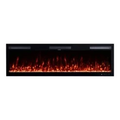 Modern Ember 60 In. Vibrance Built-In Smart Wi-Fi Enabled Linear Electric Fireplace With Remote Control And Adjustable Flame -electric fireplace Store Modern Ember Vibrance ME VIB60 Silo Straight Glass