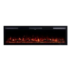 Modern Ember 60 In. Vibrance Built-In Smart Wi-Fi Enabled Linear Electric Fireplace With Remote Control And Adjustable Flame -electric fireplace Store Modern Ember Vibrance ME VIB60 Silo Straight Logs